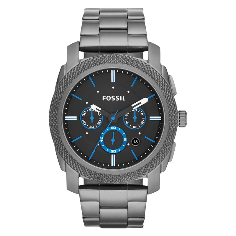 Fossil Machine FS4931 Chronograph Black Dial Gunmetal Stainless Steel Strap