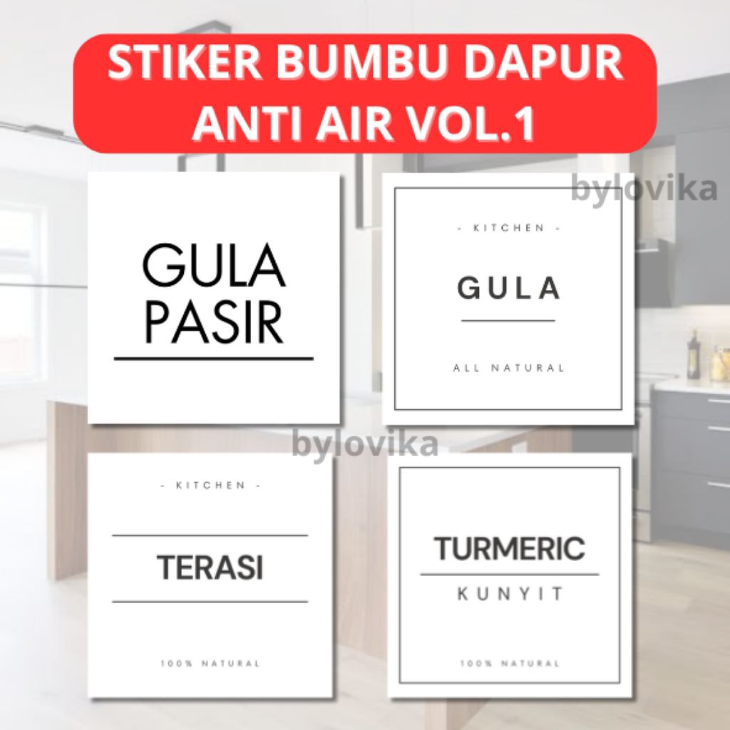 

STIKER NAMA BUMBU DAPUR KITCHEN SPICES 5X5 CM VOL 1 LABEL PENANDA BUMBU GULA GARAM PANTRY LABEL MURAH BISA CUSTOM ANTI AIR ANTI MINYAK WATERPROOF TERMURAH BERKUALITAS BISA COD DAPUR ESTETIK