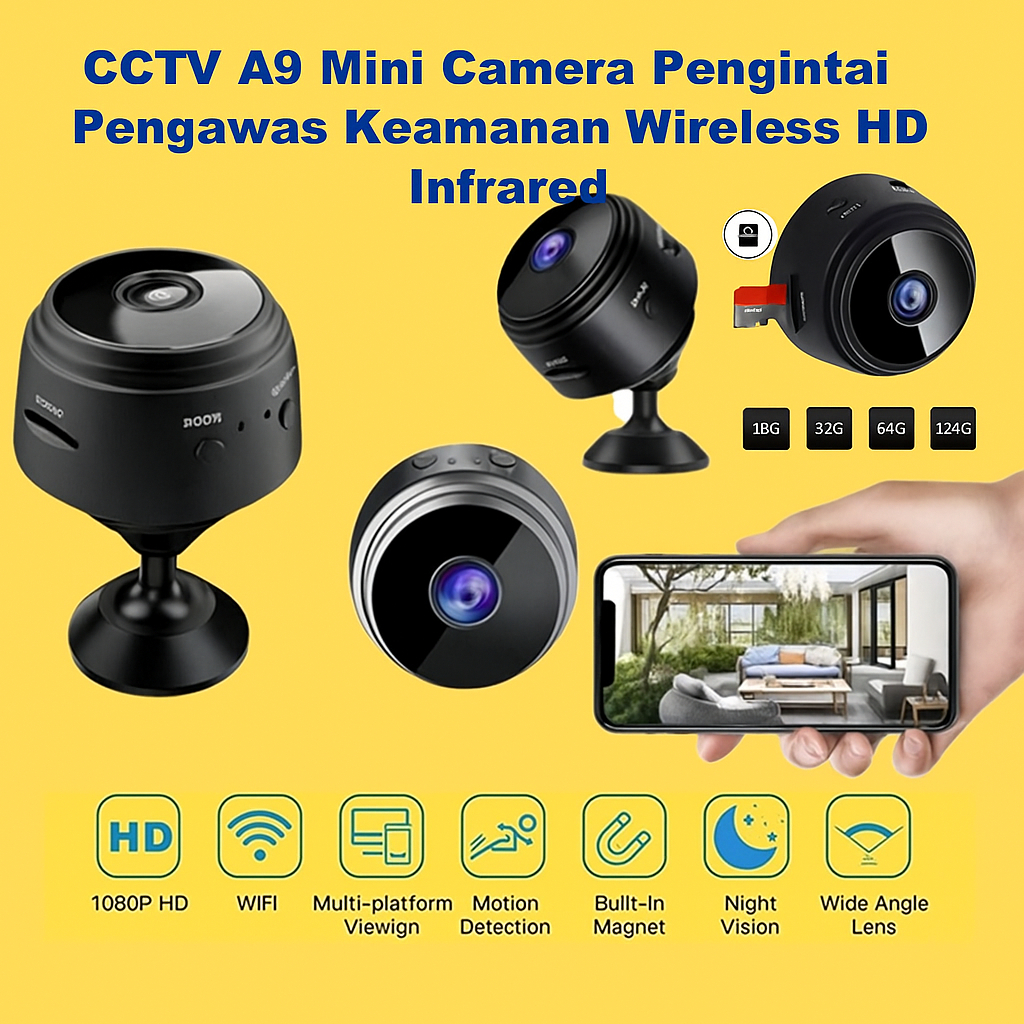 CCTV MINI Mini WiFi IP MINI Camera CCTV A9 Wide Angle Nightvision 1080P ORIGINAL