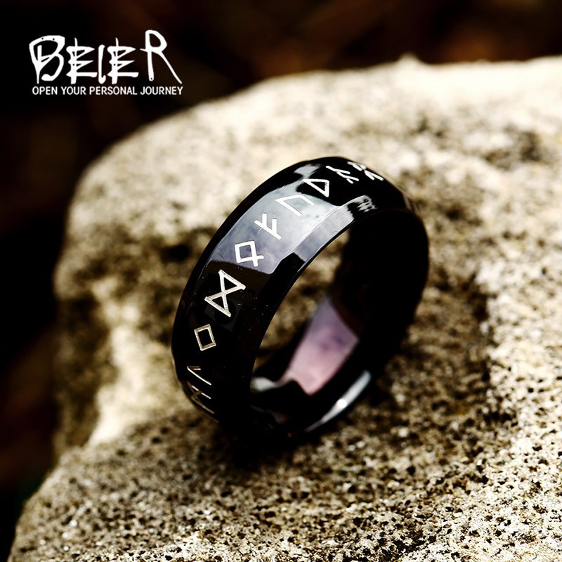 Cincin Nordic Letter Viking Titanium Premium / Cincin Tulisan Viking Premium Glossy / Cincin Pria Pr