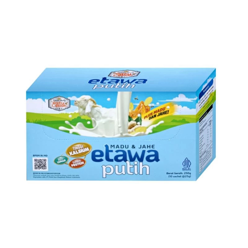 

Susu Kambing Etawa Putih Ratu Lebah Rasa Madu & Vanila | Madu & Jahe Kemasan Box Isi 10 Sachet