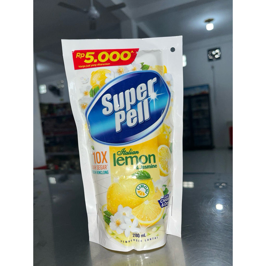 SuperPell Pembersih Lantai Pel Lantai Harum & Wangi Lemon Ginger 280ml
