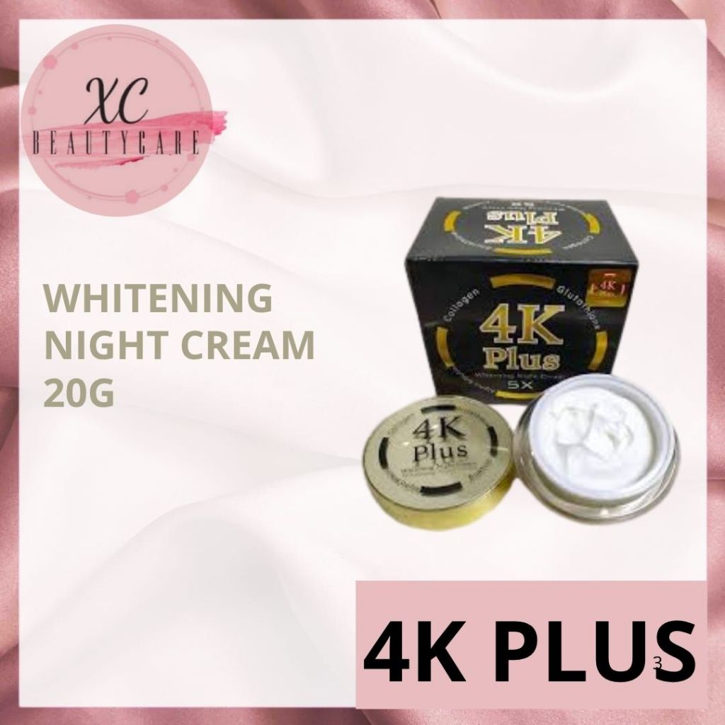 4K Whitening Night Cream 4K Plus Collagen Alpha Arbutin Glutathione / Cream malam 4k