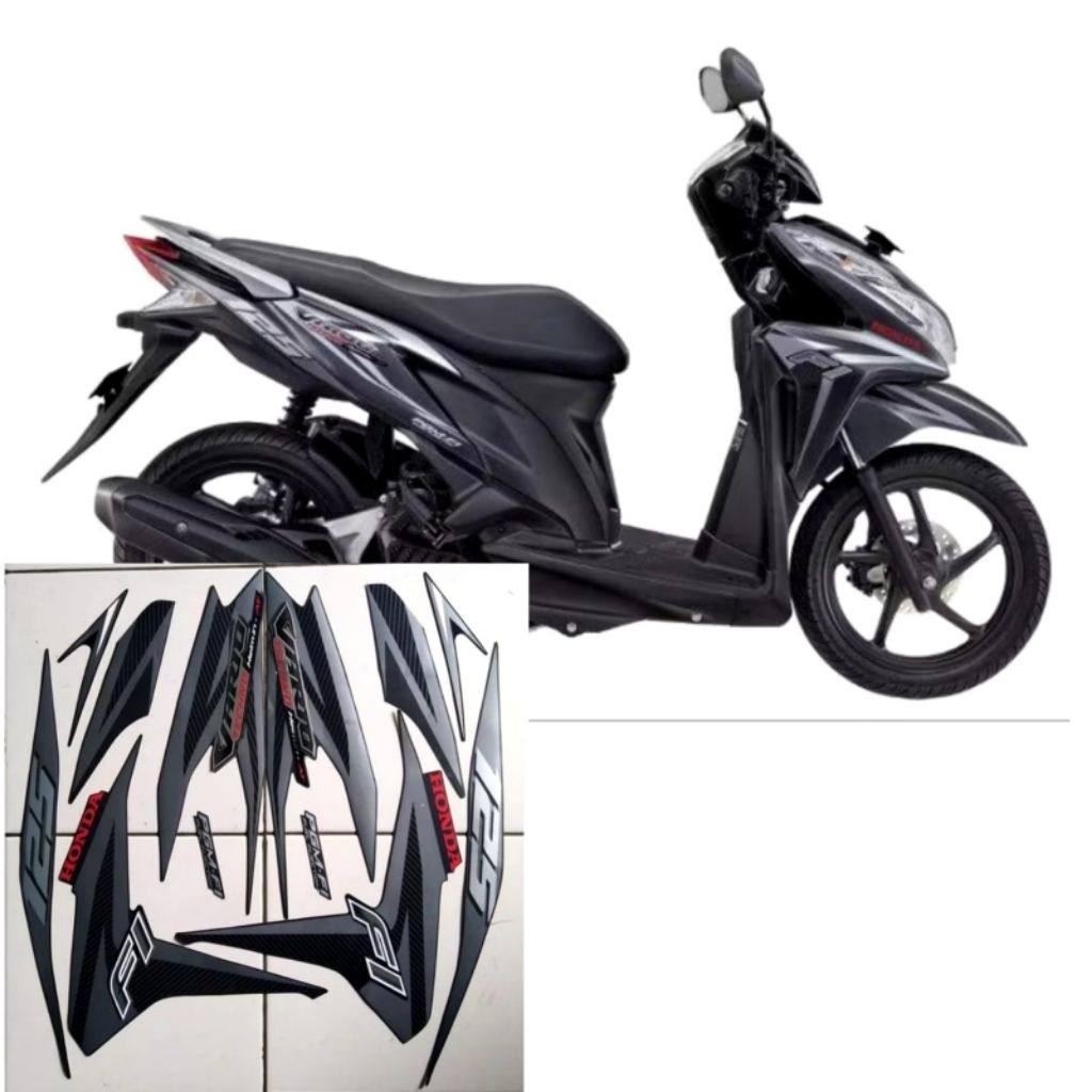 Stiker Striping Lis Body Motor Vario Techno 125 2012 Hitam