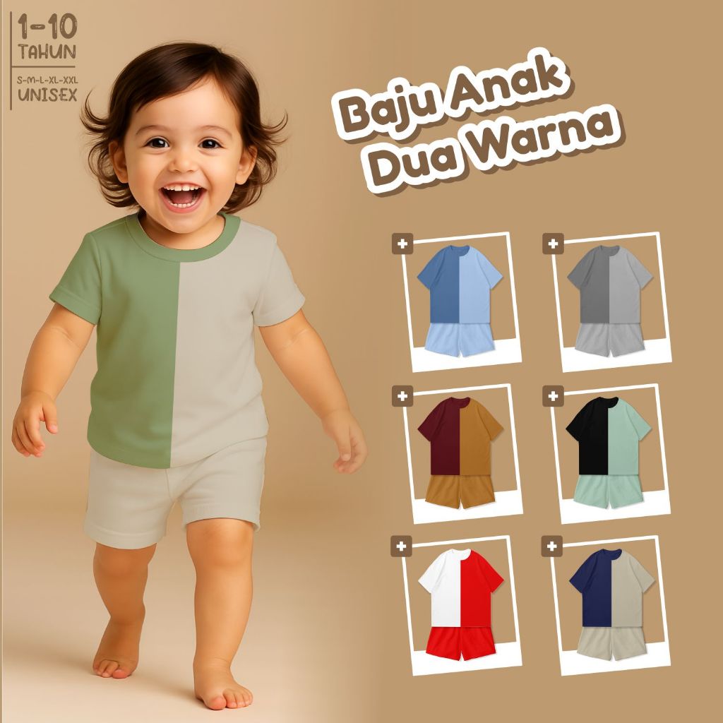 Setelan Harian Anak Combi Two Tone Color Terbaru