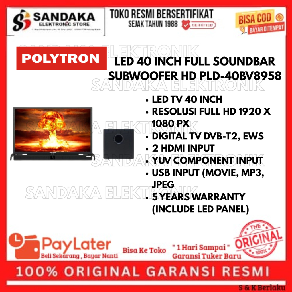 Polytron Led Tv 40BV8958 Digital Cinemax Soundbar 40 Inch