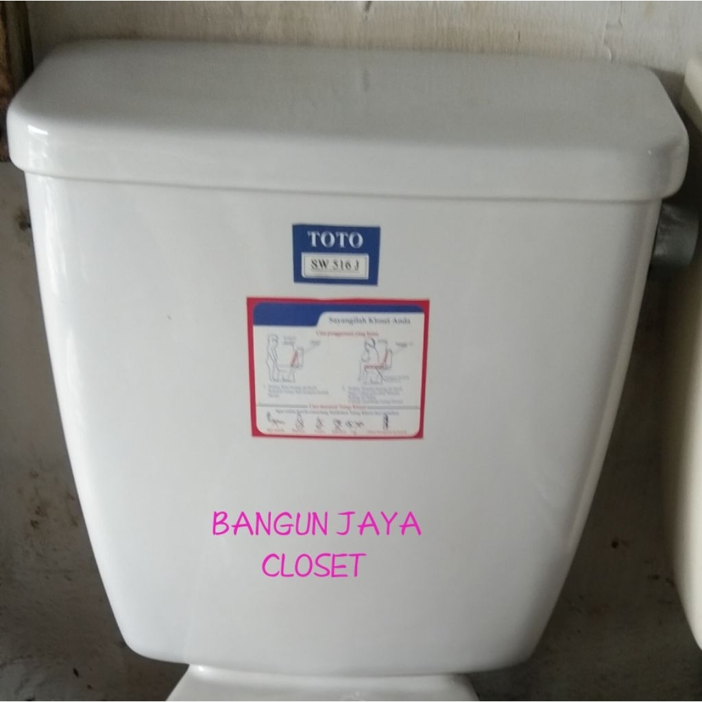 Tanki Closet duduk Toto tipe sw 516 j engkol samping warna putih,abu-abu,ivory, merah maroon kondisi