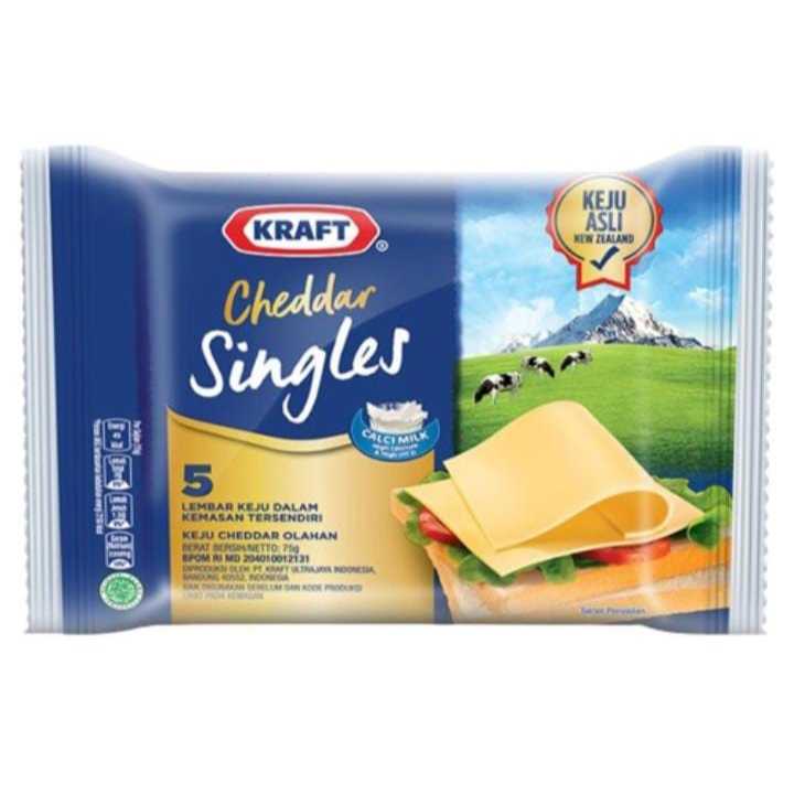 

Keju kraft cheddar singles 75gr isi 5Lembar