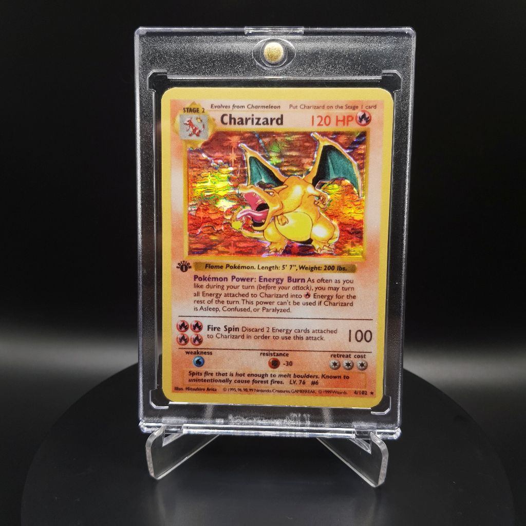 185. Kartu Pokemon - Custom Card 1999 Pokemon Game 1st Edition Holo #4 Charizard