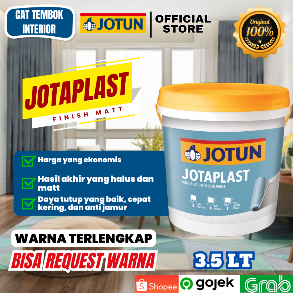 JOTUN JOTAPLAST PUTIH NEW WHITE/ CAT TEMBOK INTERIOR / JOTUN NEW WHITE 3,5L