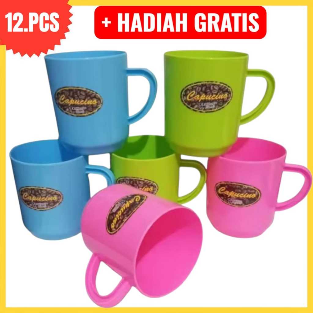 Cangkir Plastik Cappucino/Gelas Plastik Gagang/Cangkir Kopi Plastik