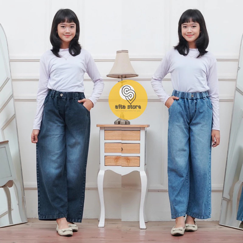 Celana Kulot Jeans Anak Tanggung Wanita Usia 7-14 Tahun