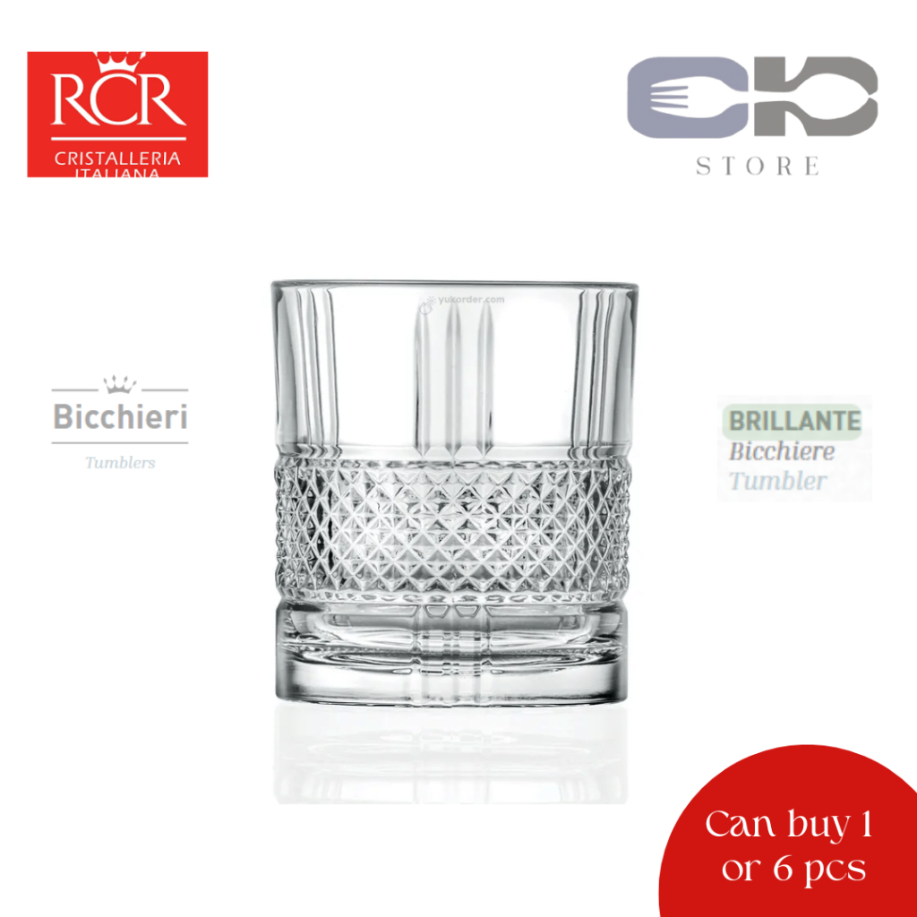 Gelas Whisky - Whisky Glasses - RCR Brillante Old Fashioned 34cl Crystal Whisky Glasses