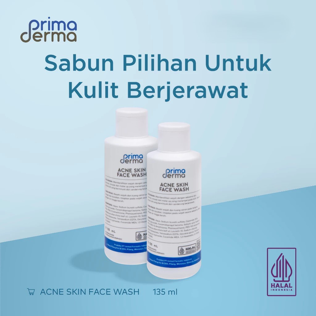 Acne Skin Face Wash / Sabun Jerawat PRIMADERMA Original Bpom Halal Mui
