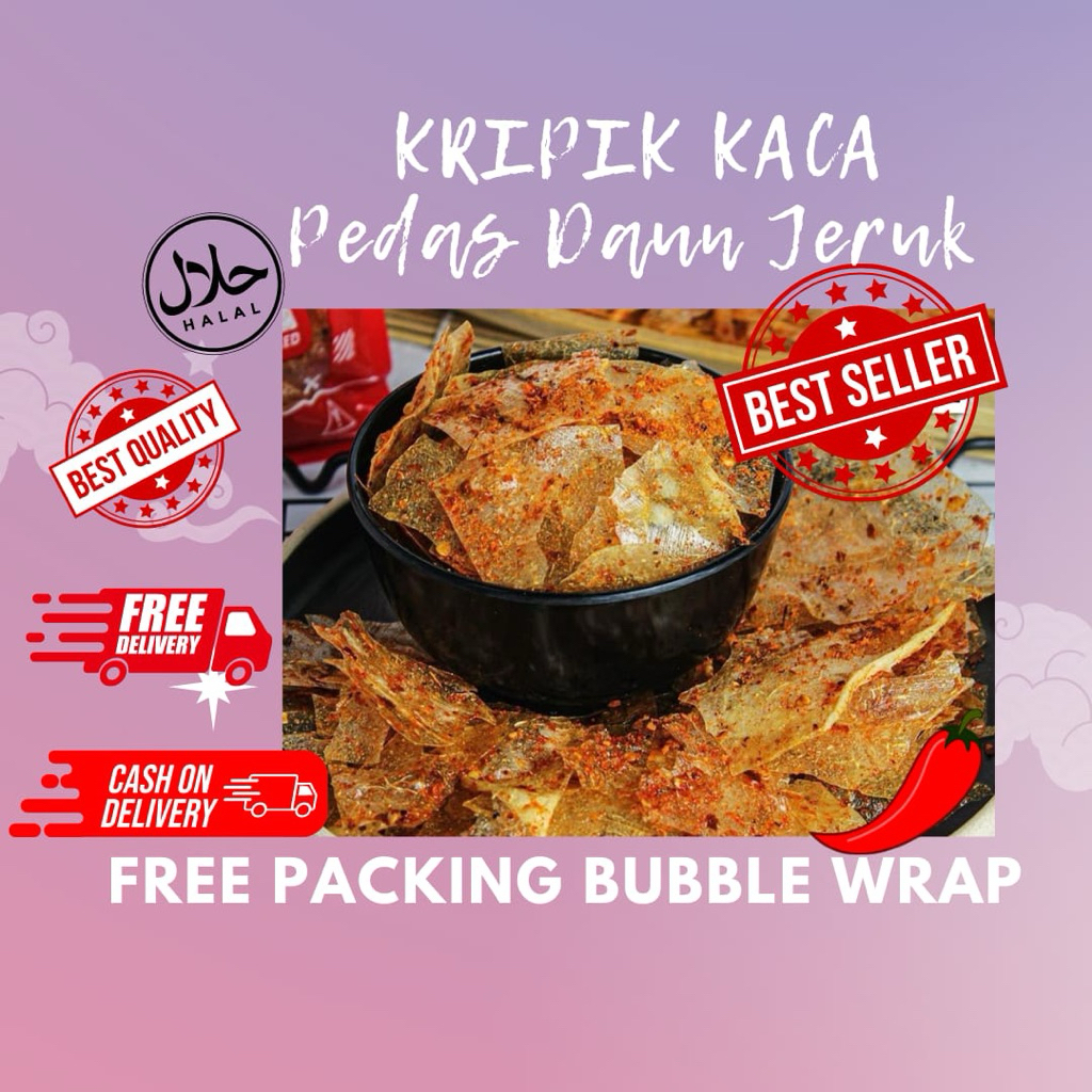 

keripik kaca 250 gram KRIPCA pedas daun jeruk keripik beling beledag