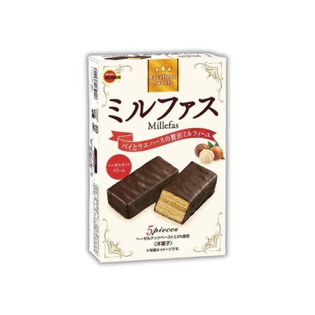 

Bourbon Millefas / Wafer Lapis Coklat dengan krim / wafer snack Jepang