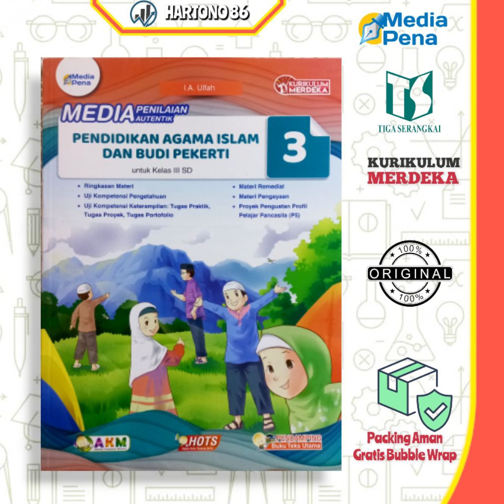 Buku Media penilaian Autentik pendidikan Agama Islam PAI kelas 3 SD/MI kurikulum merdeka Media pena 