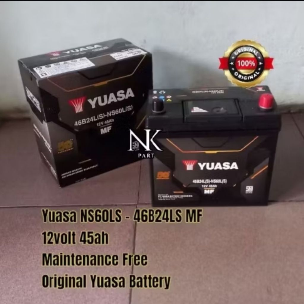 Aki Mobil Mitsubishi Corolla GL, Galant Accu Yuasa NS60LS MF 45Ah