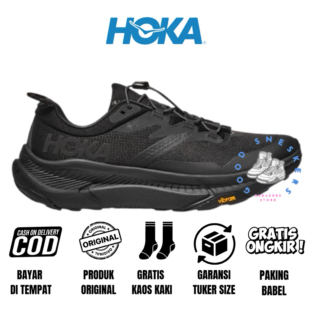Sepatu Hiking Trailrun Hoka Original Hoka Transport Wateproof cordura Black