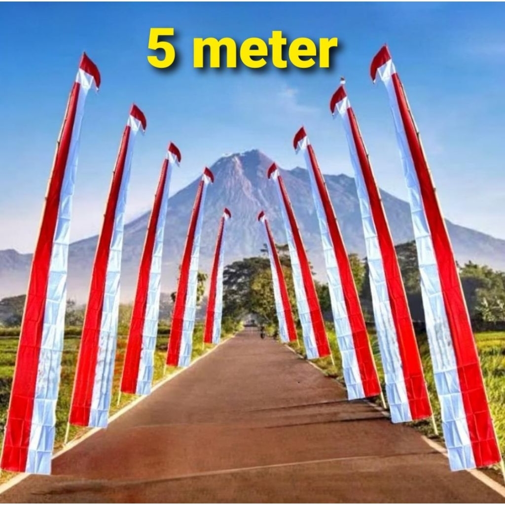 Bendera Umbul umbul Layur Polos 5 meter MERAH PUTIH JUMBO/ Umbul umbul Panjang 5 METER