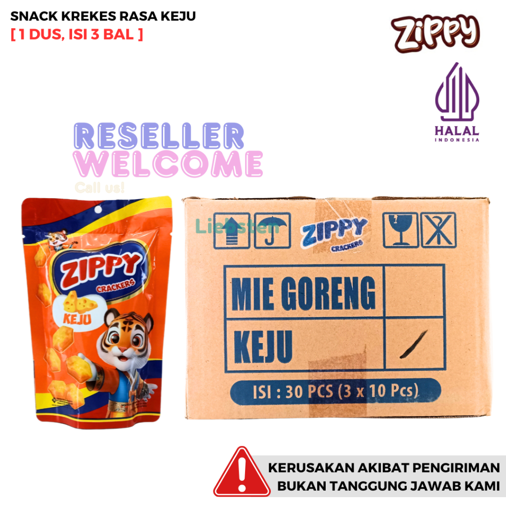 

ZIPPY CRACKERS POUCH Snack Krekes [1 Dus, Isi 3 Bal]