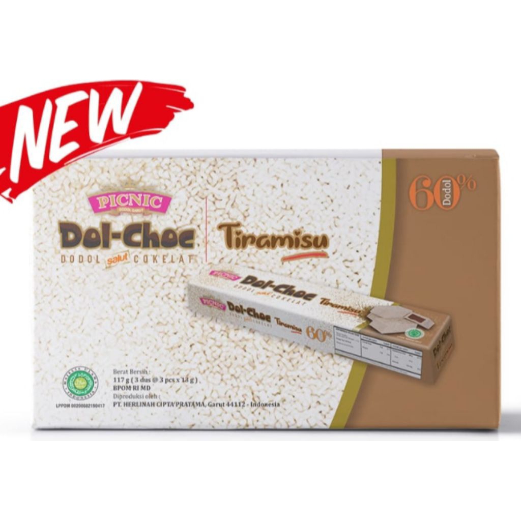 

Promo Piicnic ( Dol-choc) dodol coklat Tiramisu kekinian 117g juaranya dodol khas Garut yg legendaris