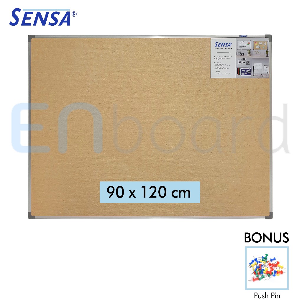 

Softboard / Pin Board / Cork Board / Papan Pengumuman / Mading Gantung Polos Sensa 90 x 120 cm