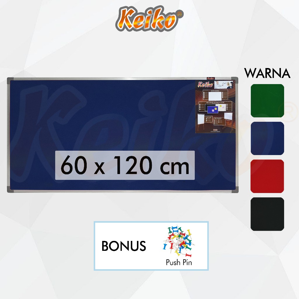 

Softboard / Pin Board / Cork Board / Papan Pengumuman / Mading Gantung Bludru Keiko 60 x 120 cm