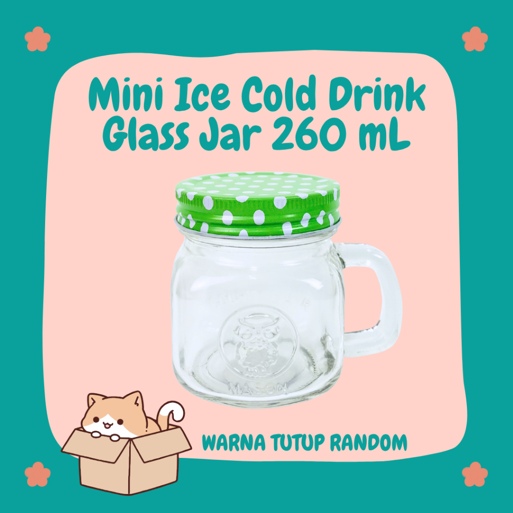 Mini Glass Jar 250 mL | Mini Ice Cold Drink Glassware | Jar Gingham 250 mL | Gelas Kaca Party Mini