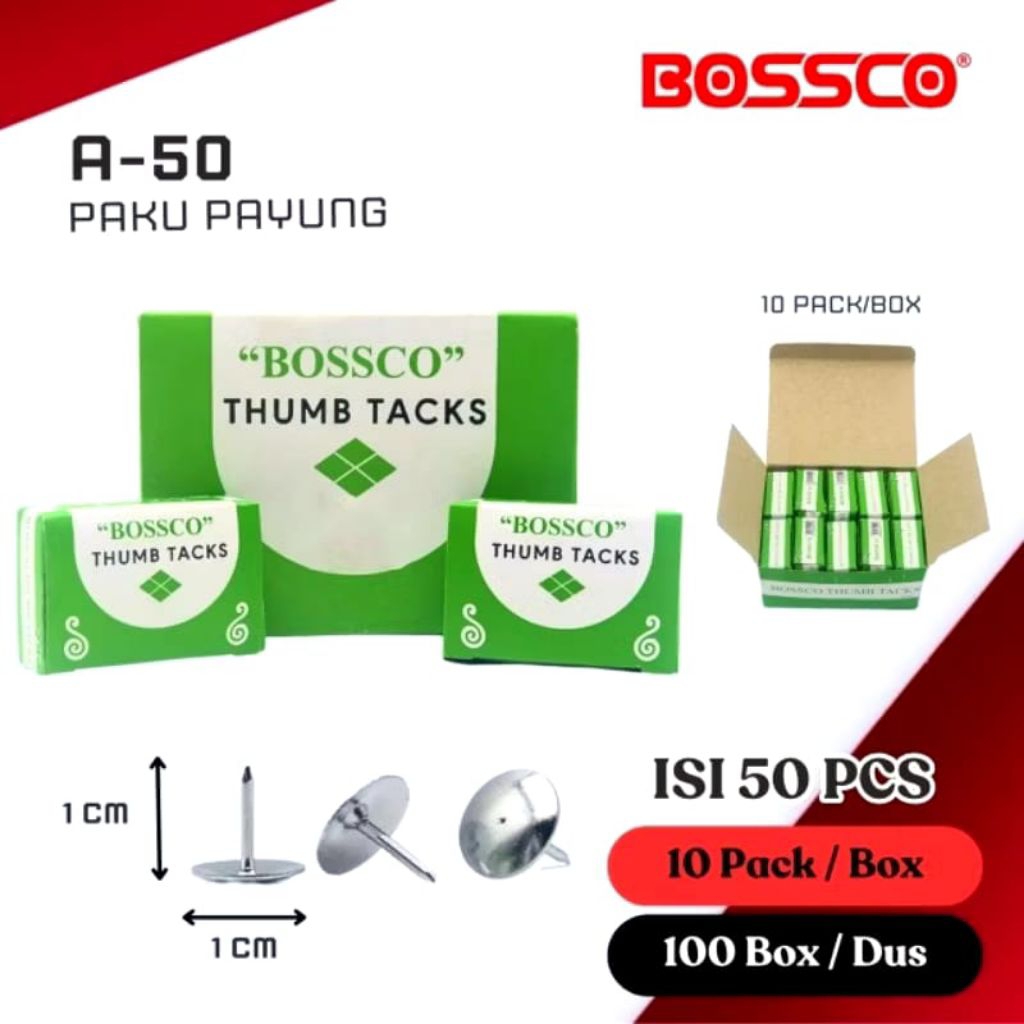 

Paku Payung Kecil Bossco 1 Box Kecil Isi +50 Pcs