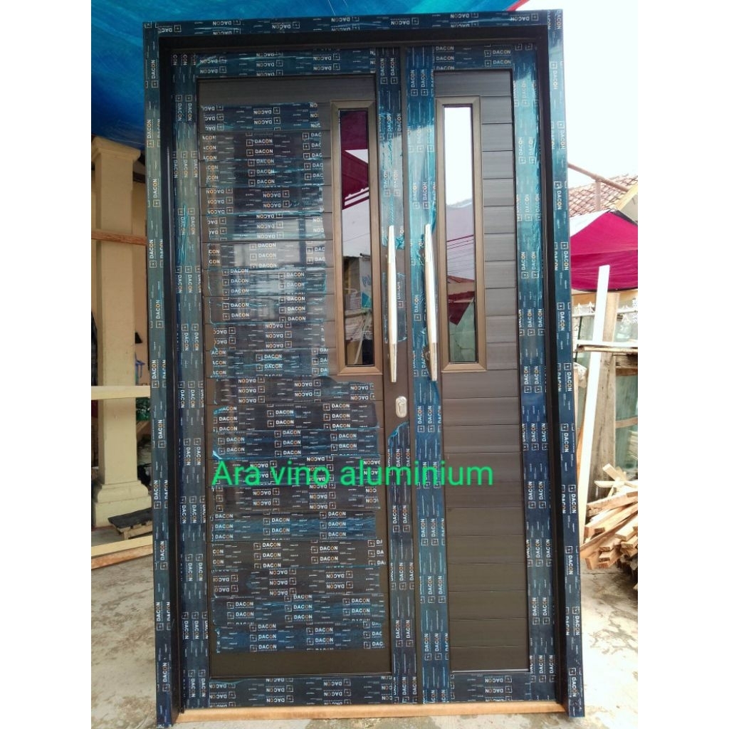 pintu aluminium kupu-kupu + kusen ukuran T 200 x L 120 free Peking kayu