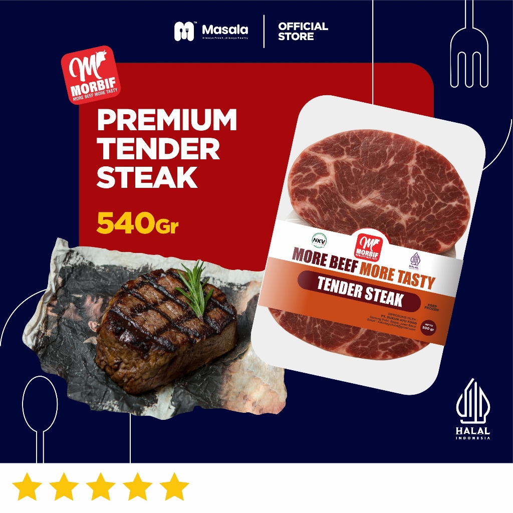

Tender Steak MORBIF 540gr - Daging Sapi Frozen Juicy untuk Grill, BBQ, atau Steak Rumahan