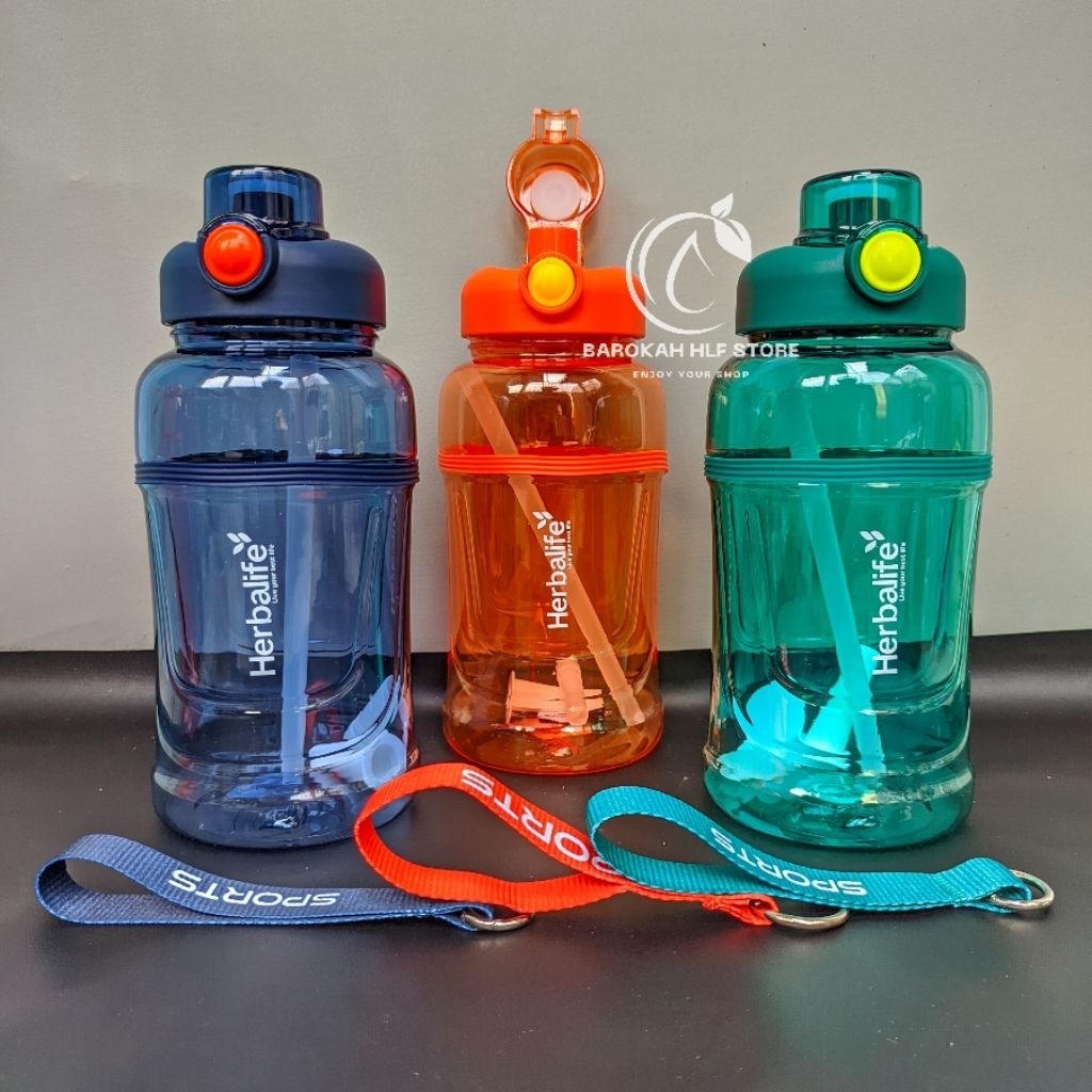 Botol Air Minum HLF 1,5 Liter dan 2 Liter ada sedotan dan tali - Botol Minum Viral - Botol Minum Her