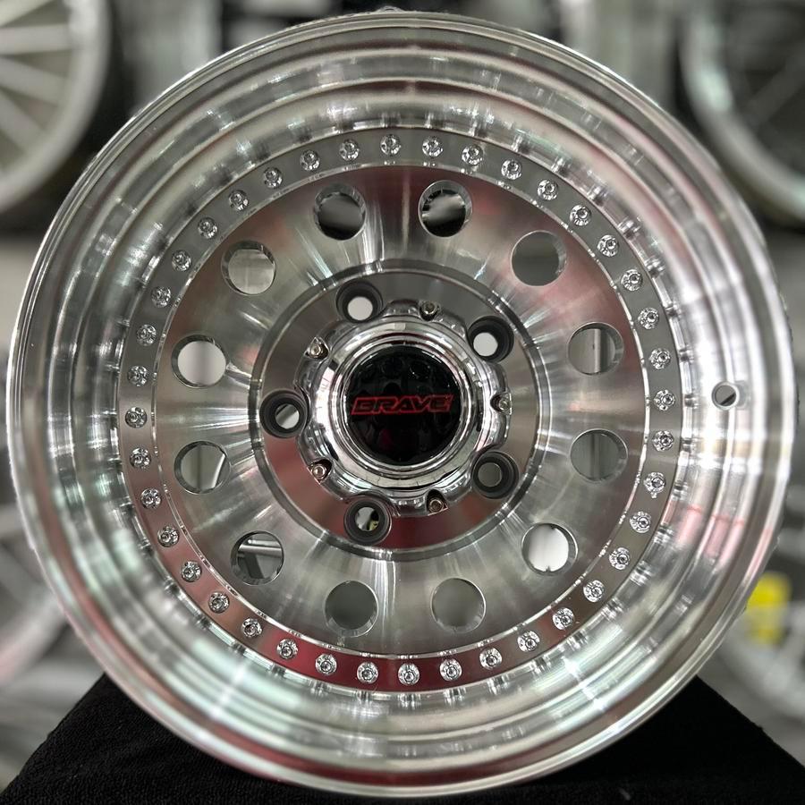 JUAL VELG MOBIL RING 15 - 5pcs VELG BRAVE A8106 R15X8 PCD 5X139.7 ET -20 WARNA SILVER FULL POLISH (5