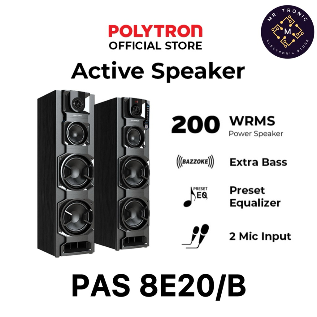 POLYTRON PAS 8E20 Speaker aktif super bass speaker bluetooth speaker karaoke