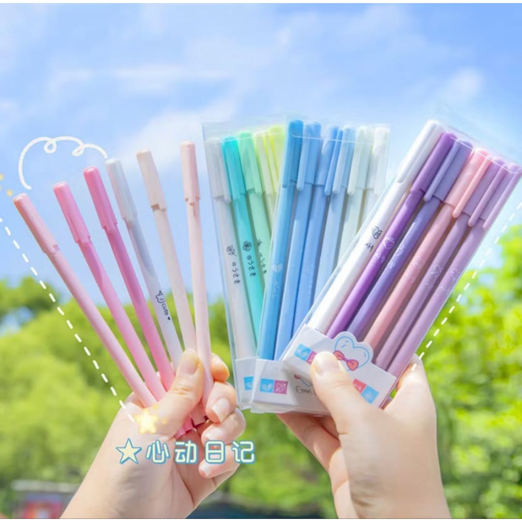 

1 Set 6Pcs Pena Gel 0.5mm Warna Pastel Pen Gel Aesthetic Pulpen Gel 6 IN 1 Warna Gradasi Pena Gel Set Morandi Color Bolpoint Tinta Gel Cair 6 Pcs