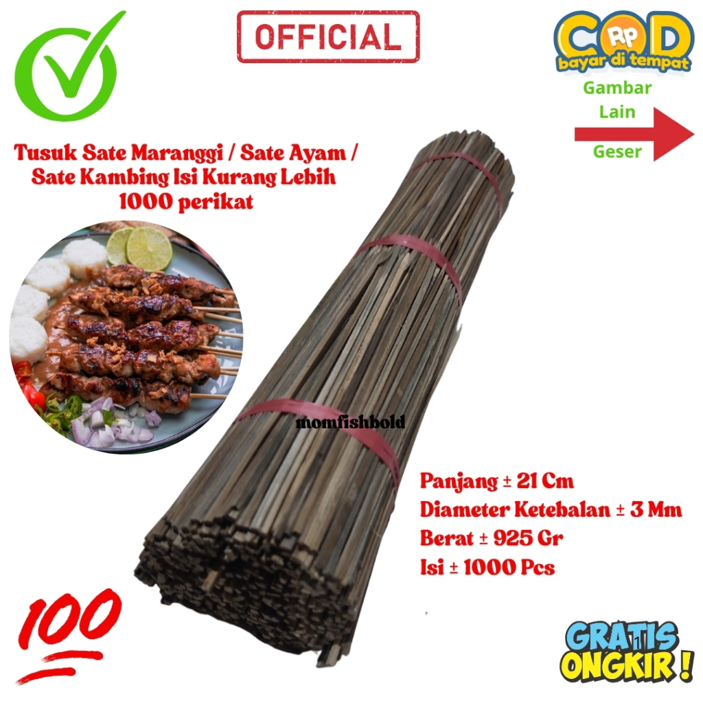 Tusuk Sate Kambing / Sate Ayam / Sate Cumi / Sate Angkringan Isi Kurang Lebih 1000 perikat