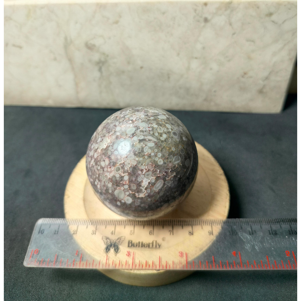 Batu Alam Natural Coral Jasper Sphere (2)
