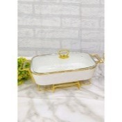 Wadah Saji Persegi dengan Tutup kaca Motif Marble Fiorenza