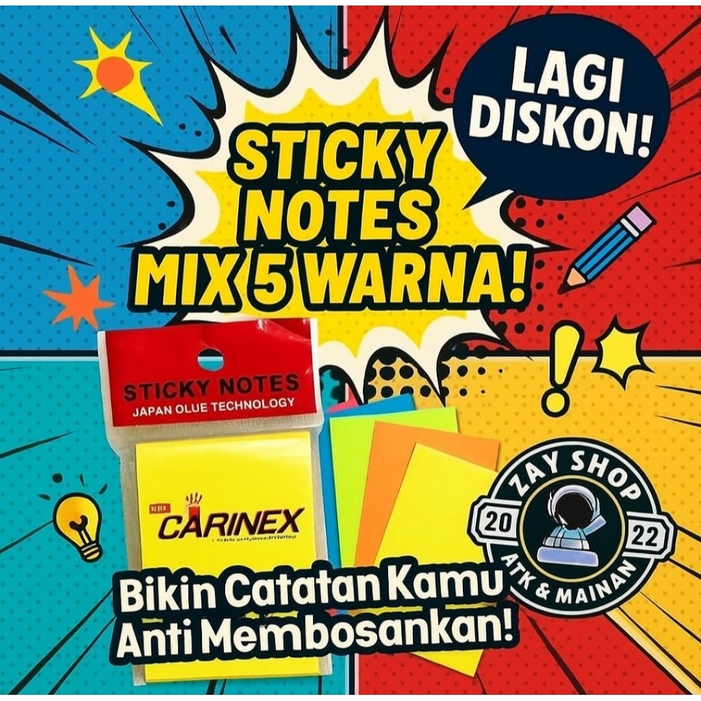 

Carinex Sticky Notes / Kertas Memo Mix Colour CNX-6561