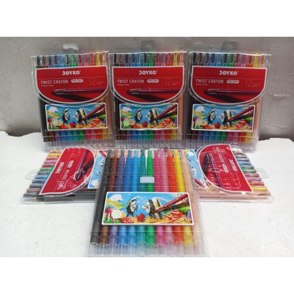

(1pak) Crayon putar Joyko 12 warna panjang/ twist crayon joyko/ krayon murah