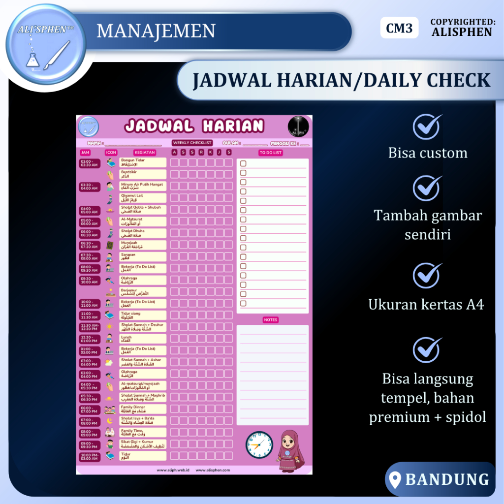 

[CM3] Jadwal Harian | Form Jadwal Harian / Daily Cheklist | Ibadah | Muslim | Perminggu