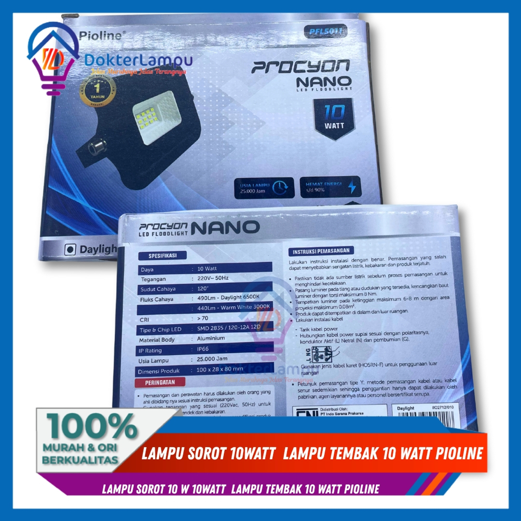 Lampu sorot 10 w 10watt  lampu tembak 10 watt pioline