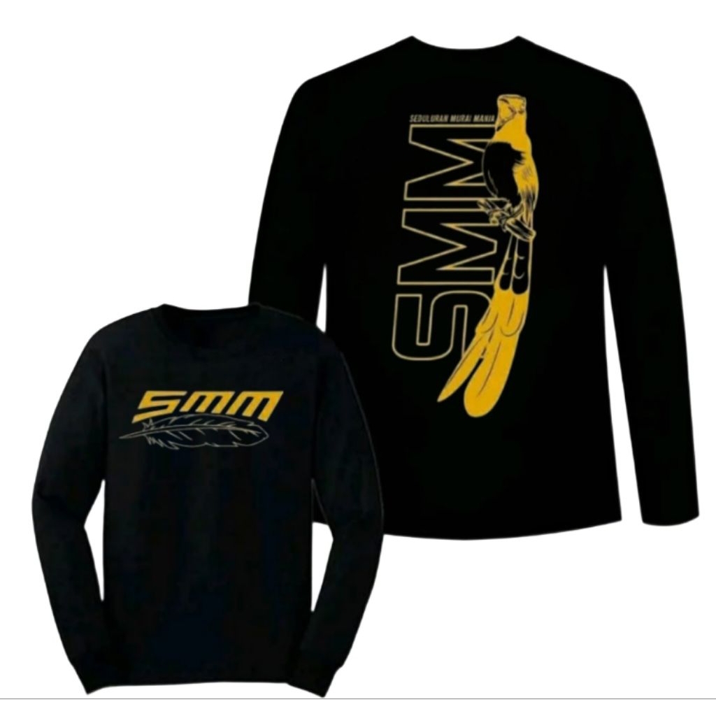 KAOS HITAM LENGAN PANJANG SMM SEDULUR MURAI MANIA - Baju Kontes Burung Bahan Adem& Nyaman