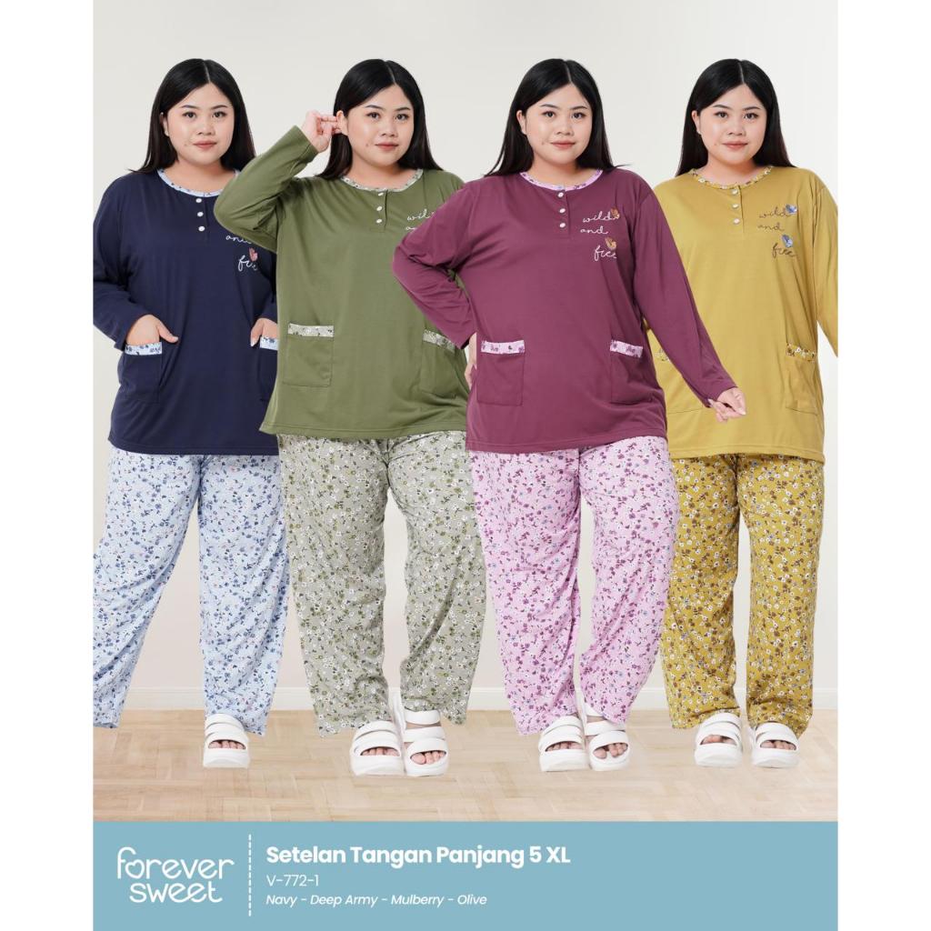 Babydoll Forever PP 5XL Jumbo Lengan Panjang Celana Panjang Piyama Baju Tidur Baby Doll Wanita