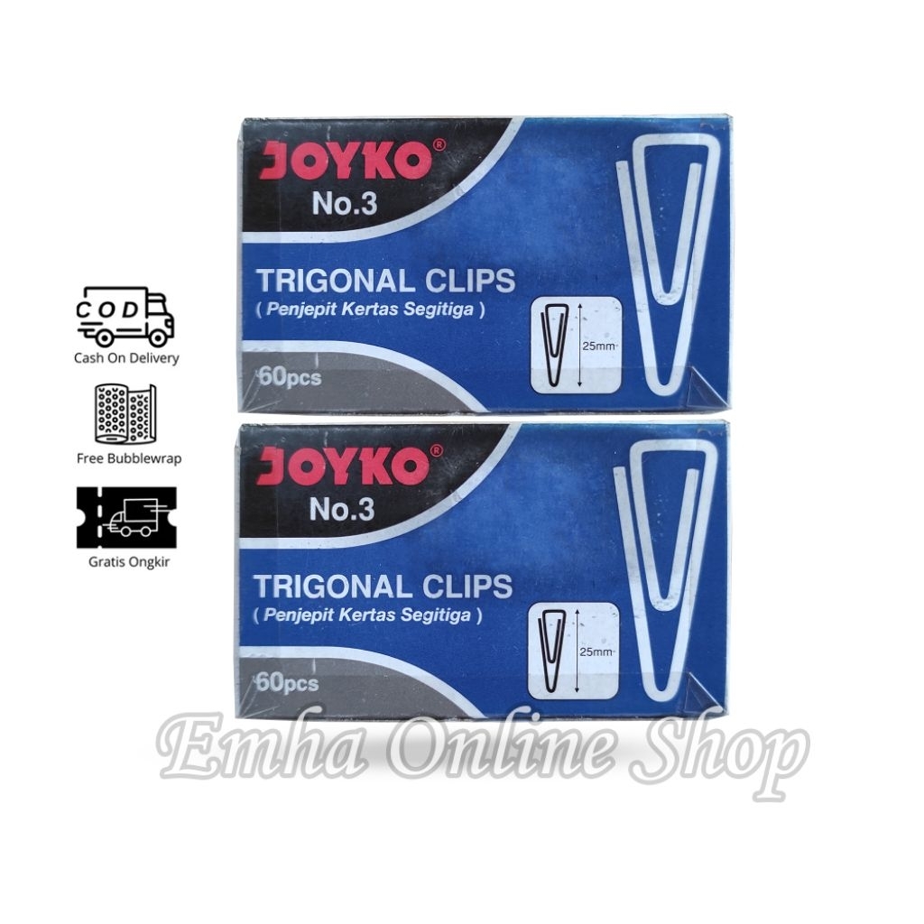 

Joyko Trigonal Clip 60 Pcs Klip Segitiga Penjepit Kertas No. 3 Murah