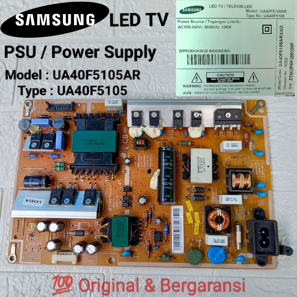 PSU / Power Supply TV SAMSUNG Model : UA40F5105AR Type : UA40F5105 40F5105 , 5105 Sparepart Untuk Pe