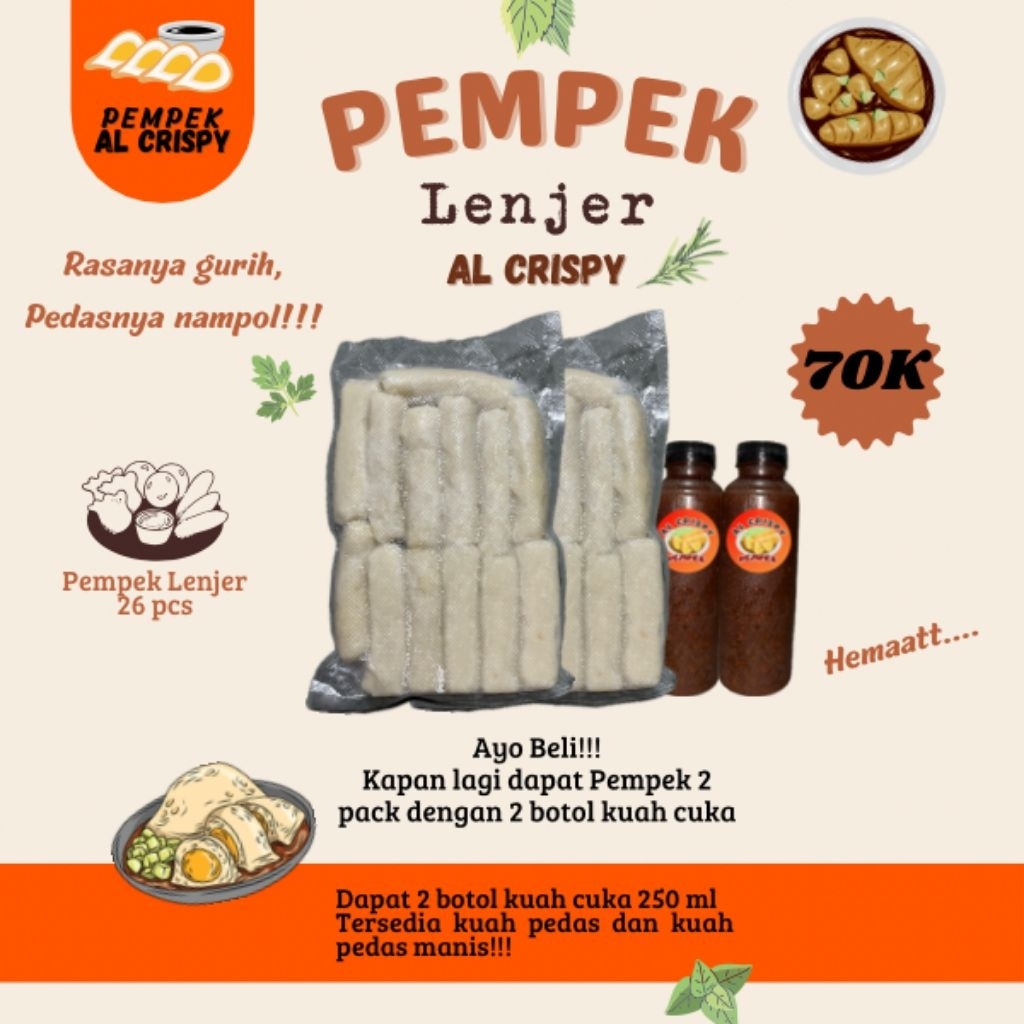 

Pempek lenjer Bengkulu 26 pcs free cuka 250 ml