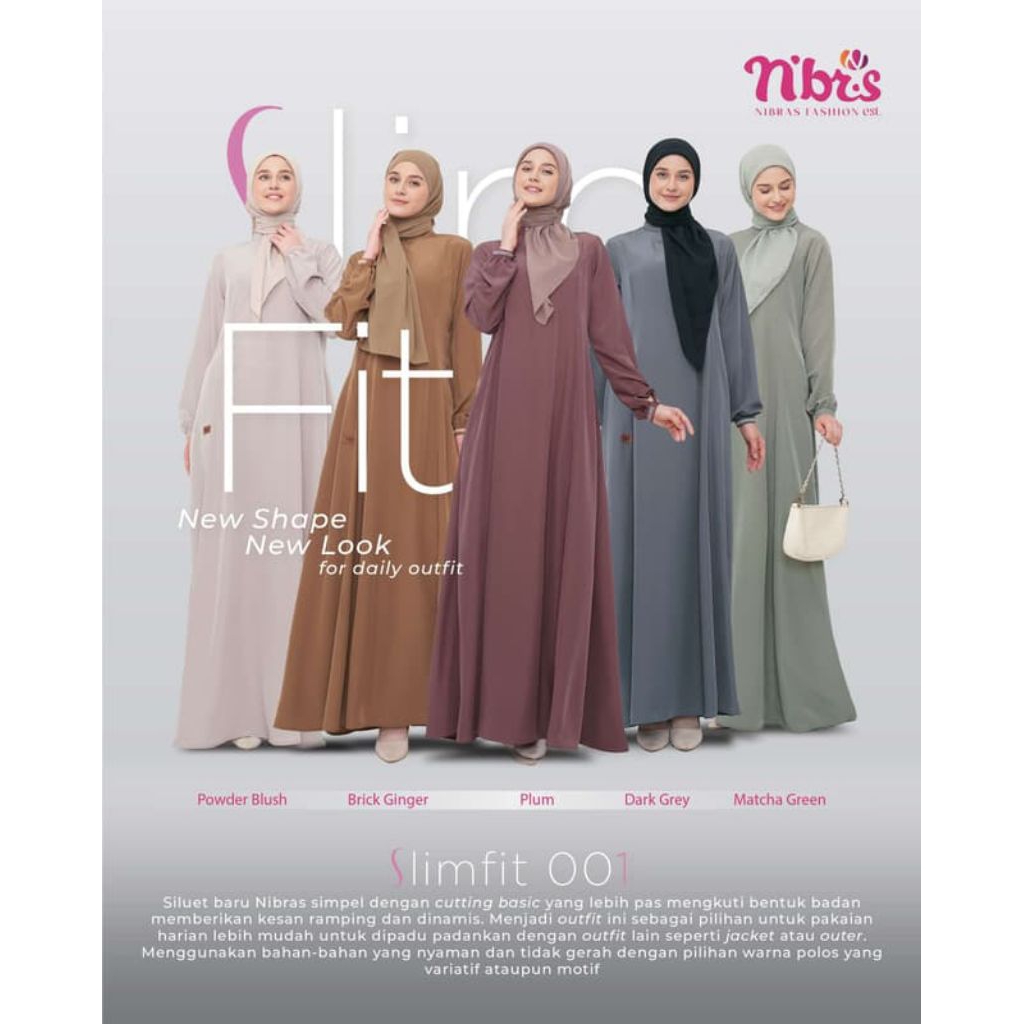 Slim fit 001 by Nibras/Gamis elegan/Gamis dewasa/Gamis slim fit