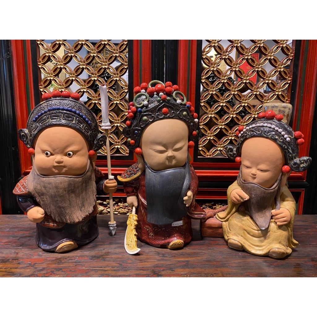 patung porcelain dewa Fu Lu Shou antique